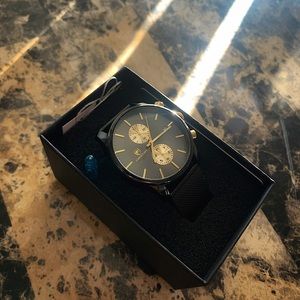 Men’s Fashionable Quartz Analog Mesh Stainless Steel Chronograph Cheetah Watch